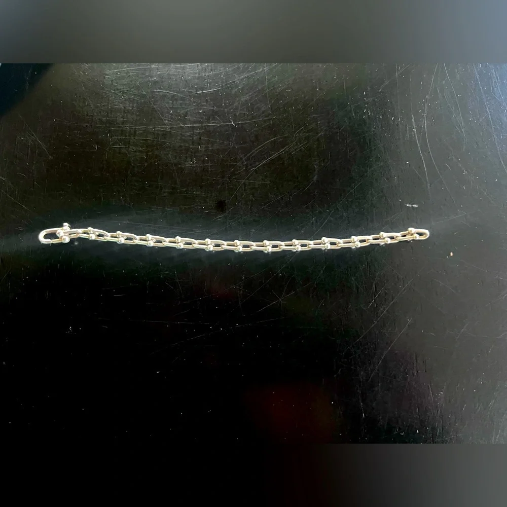 Authentic and Gorgeous Tiffany Hardware Small Chain Link Silver Bracelet! - Picture 2 of 7